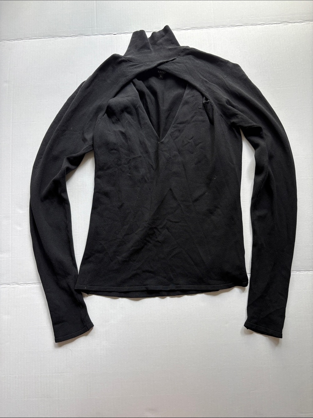 Gucci Black Long-Sleeve V-Neck Top